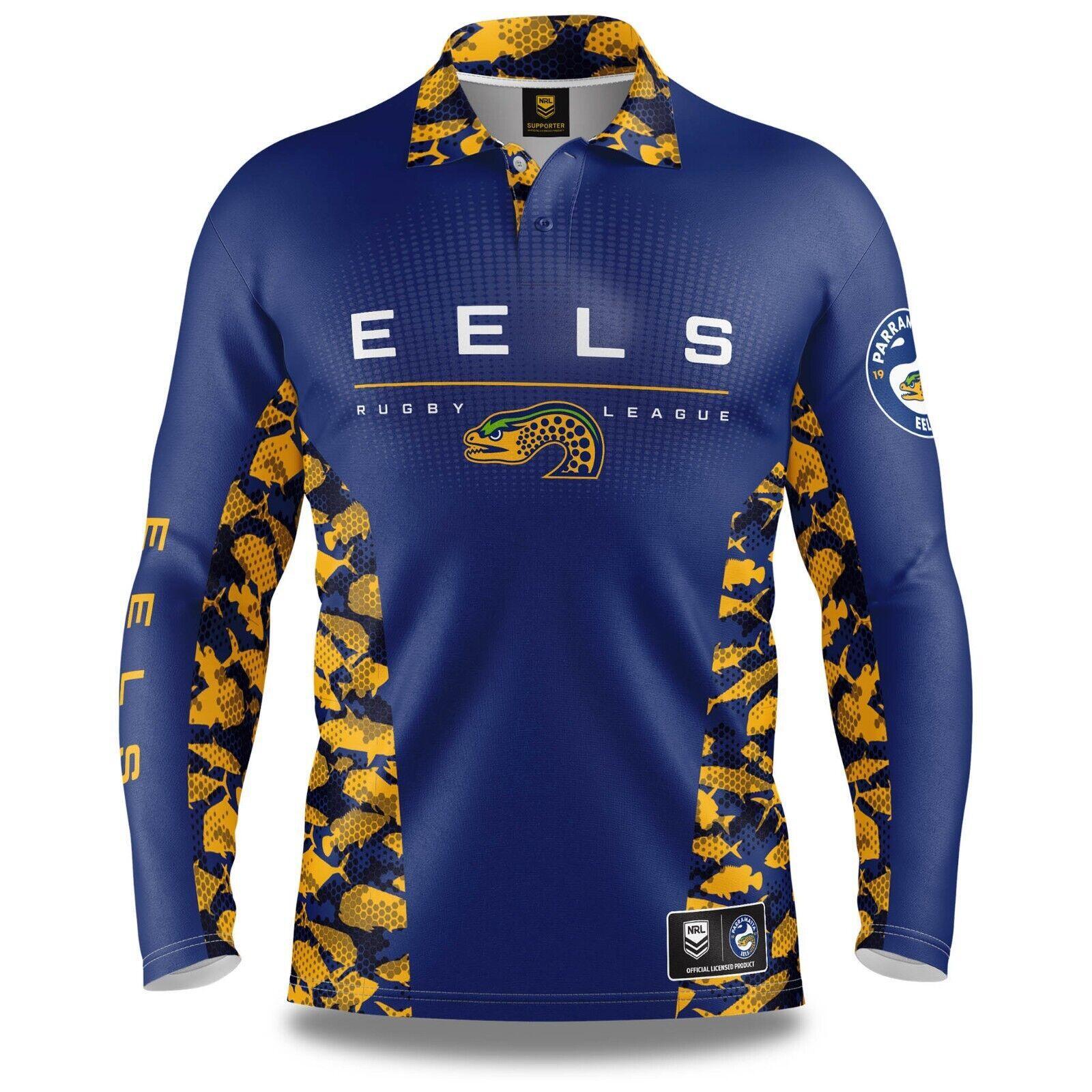 NRL Long Sleeve Reef Runner Fishing Polo Shirt - Parramatta Eels - YOUTH