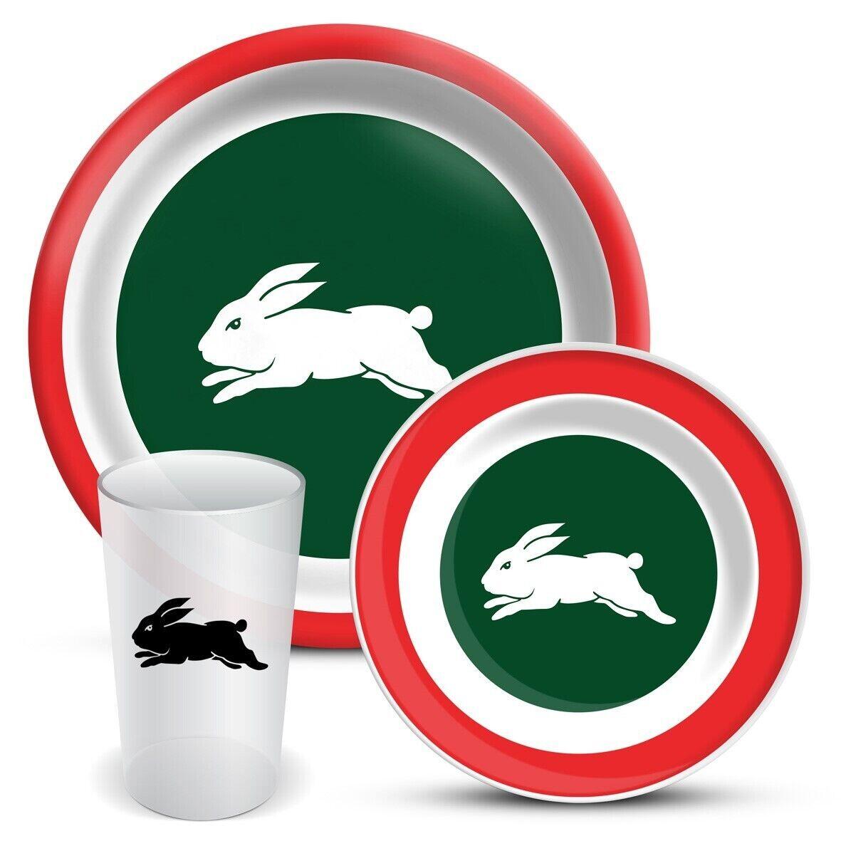 NRL 3 Piece Dinner Set - South Sydney Rabbitohs - Melamine Plate, Bowl, Cup