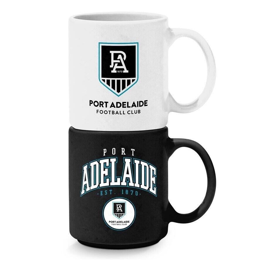 AFL Stackable Mug - Port Adelaide Power - Set Of 2 - Coffee Cup - 305mL