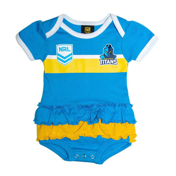 NRL Girls Tutu Footy Suit Body Suit - Gold Coast Titans - Baby Toddler Infant