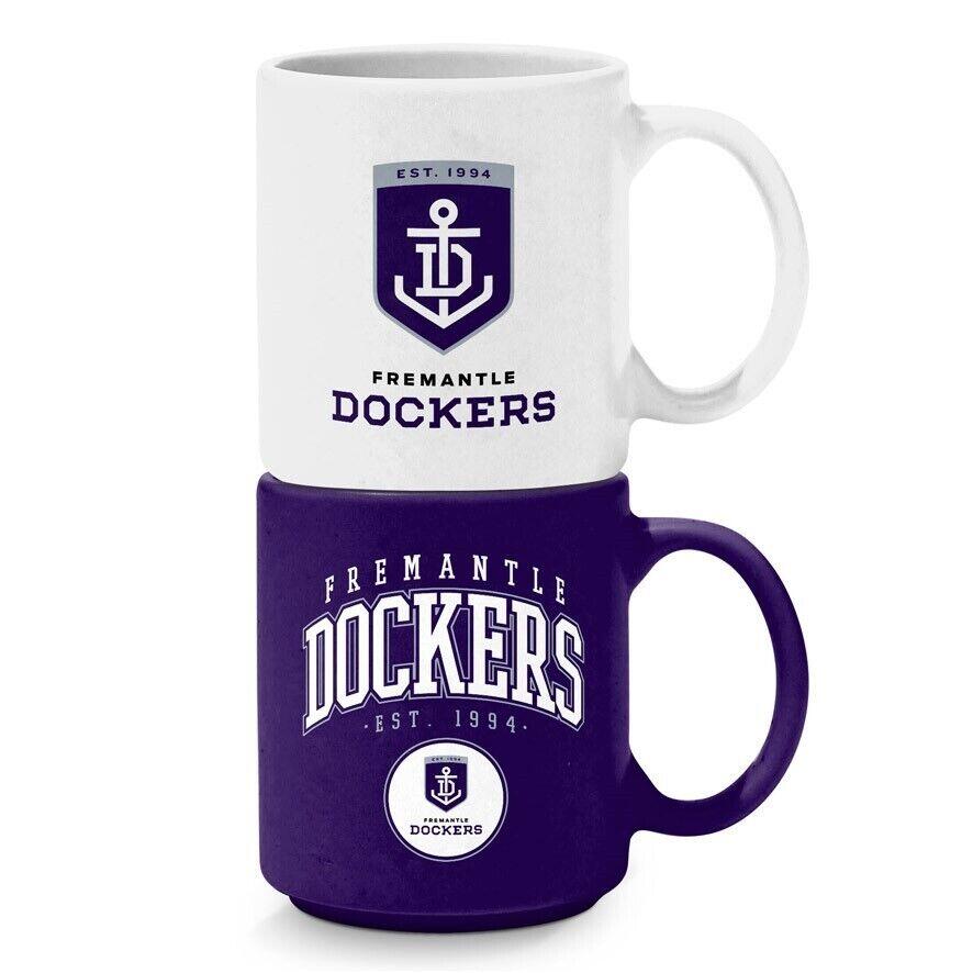 AFL Stackable Mug - Fremantle Dockers - Set Of 2 - Coffee Cup - 305mL