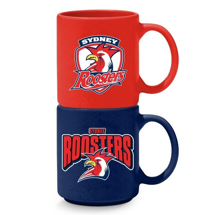 NRL Stackable Mug - Sydney Roosters - Set Of 2 - Coffee Cup - 305mL