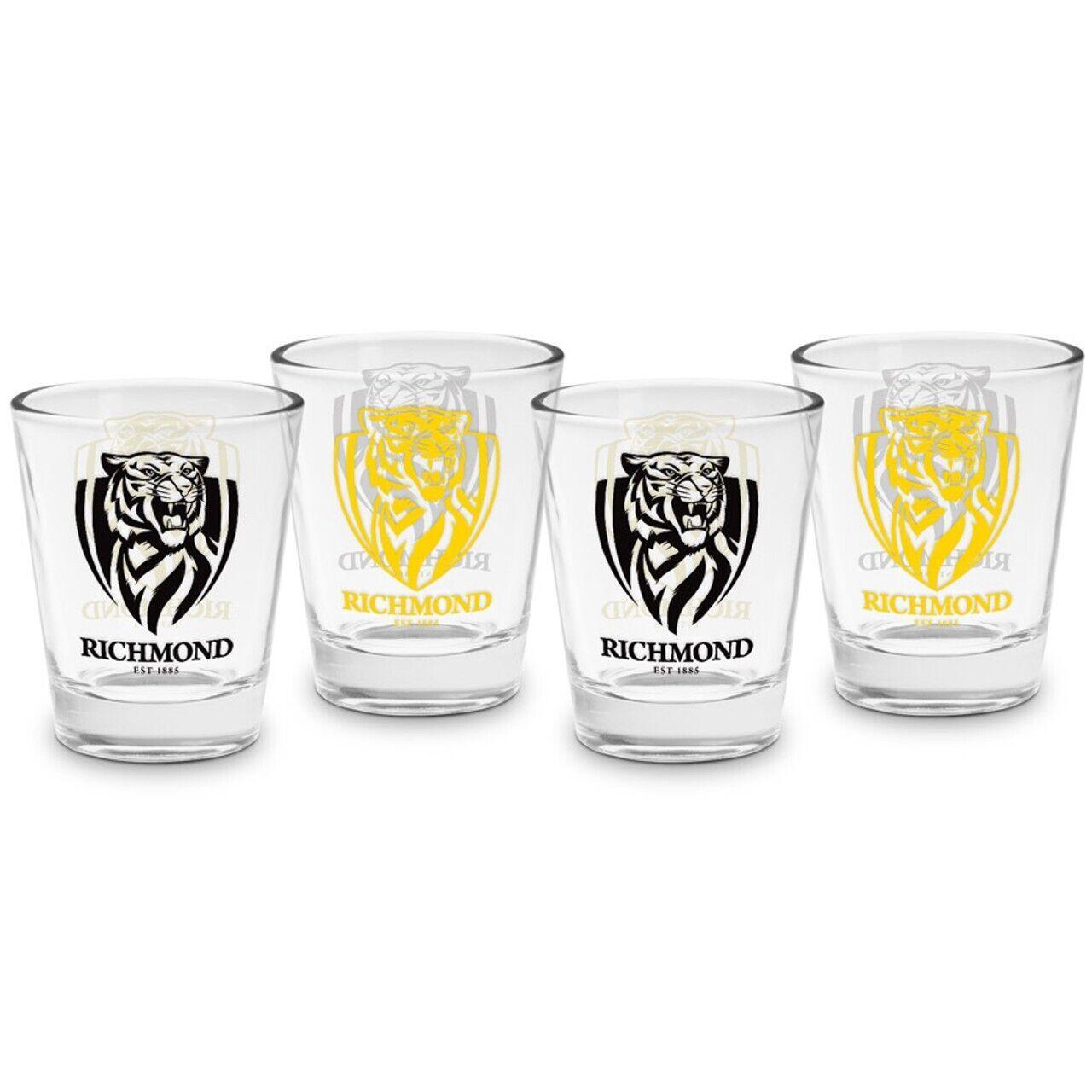 AFL Shot Glass Set of 4 - Richmond Tigers - 50ml