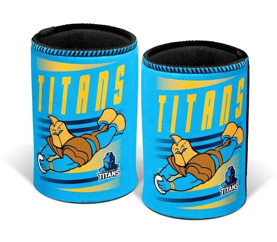 NRL Retro Stubby Can Cooler - Gold Coast Titans - Drink - Rubber Base