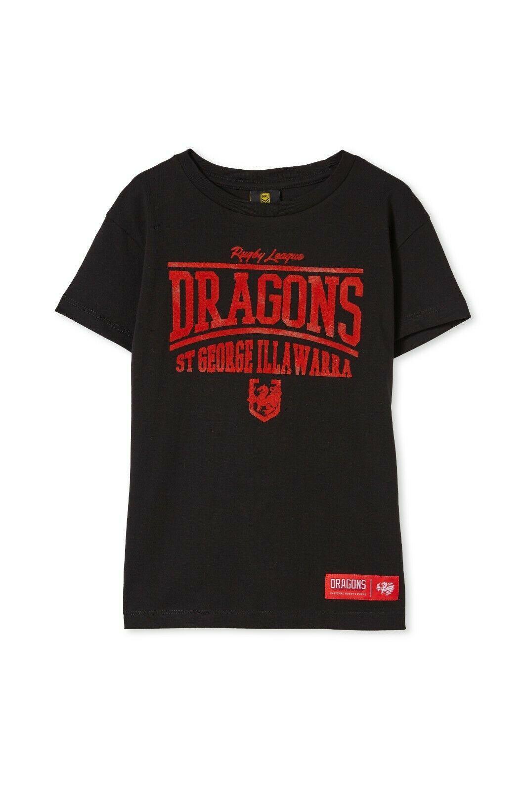 NRL Kids Distressed Flock Tee Shirt - St George Illawarra Dragons Youth T-Shirt