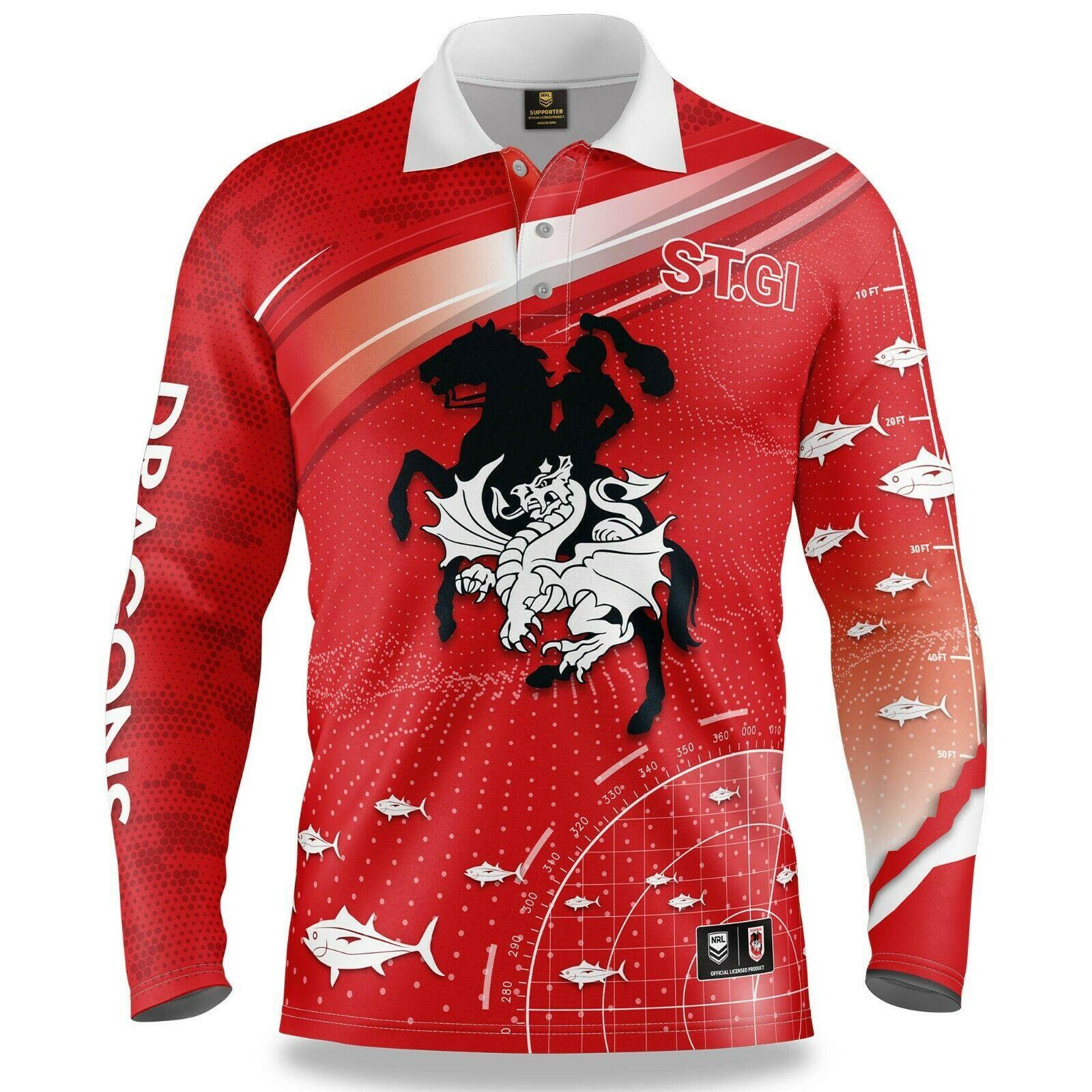 NRL Long Sleeve Fishfinder Fishing Shirt - St George Illawarra Dragons - YOUTH