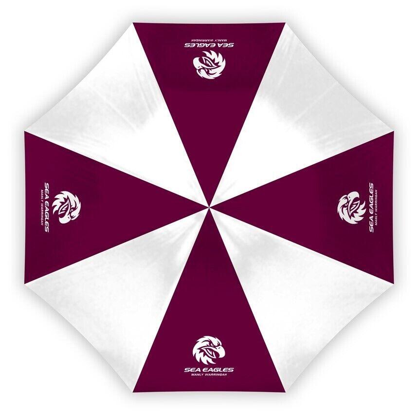 NRL Compact Umbrella - Manly Sea Eagles - Rain - Glovebox - 60cm Length W17cm