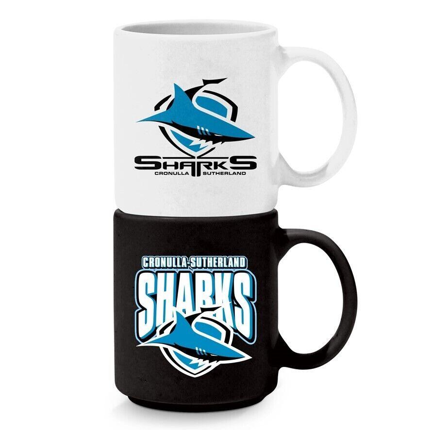 NRL Stackable Mug - Cronulla Sharks - Set Of 2 - Coffee Cup - 305mL