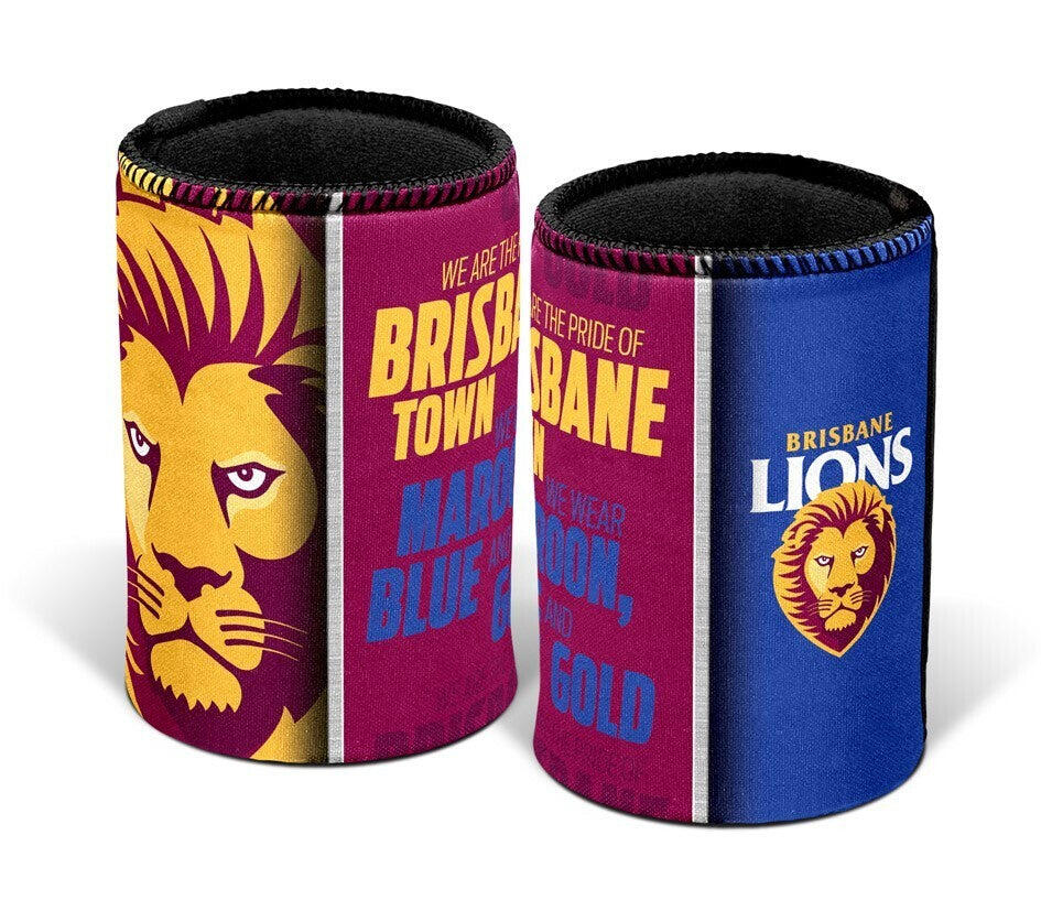 AFL Drink Stubby Cooler - Team Song - Brisbane Lions- Can Cooler