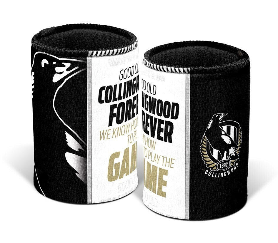 AFL Drink Stubby Cooler - Team Song - Collingwood Magpies - Can Cooler