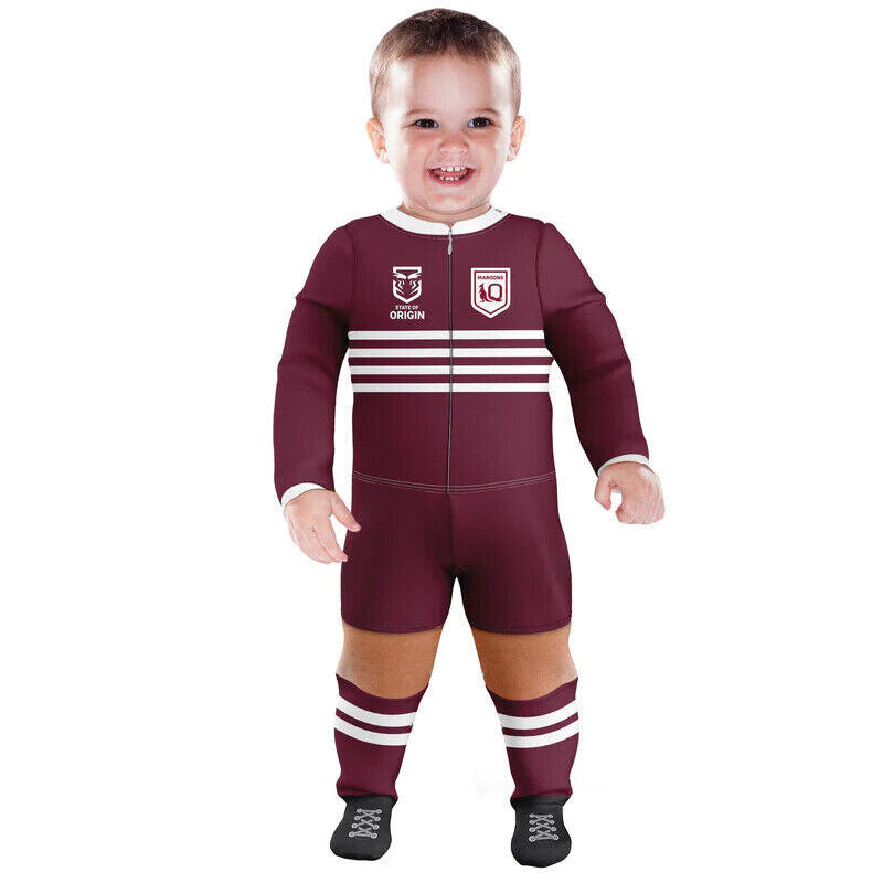 NRL Footy Suit Body Suit - QLD - Queensland Maroons - Baby Toddler Infant