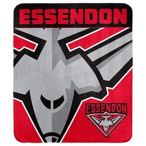 AFL Polar Fleece Blanket - Essendon Bombers - 150x130cm - Throw Rug