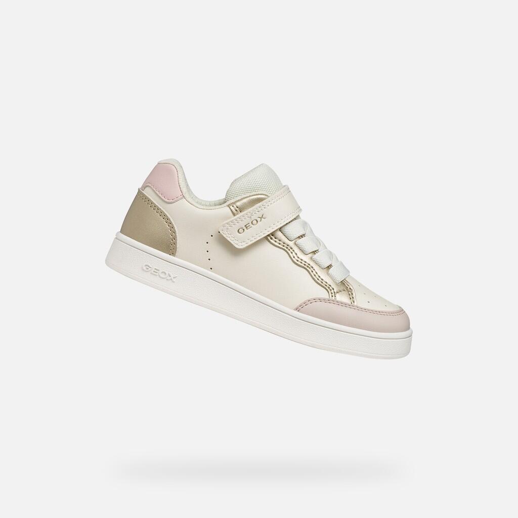 Geox - Baskets Fille J Eclyper Girl Ivoire Clair/or - Chaussures De Sport - Blanc|jaune - Decathlon