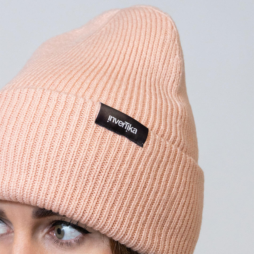 Cappello poliestere riciclato tessuto maglia costine uso quotidiano Rosa Chiaro 2/4