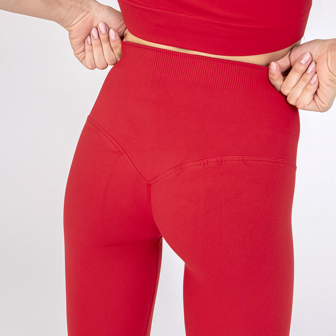Leggings donna super push up senza cuciture allenamento e tempo libero Rosso 4/5