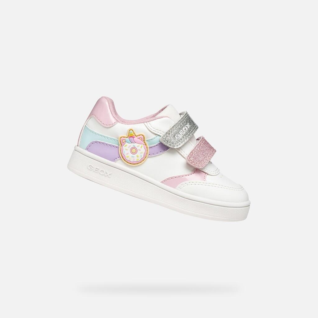 Geox - Baskets Bébé Fille Eclyper Toddler Girl Blanc/lilas Clair - Chaussures De Sport - Blanc|mauve|rose - Decathlon