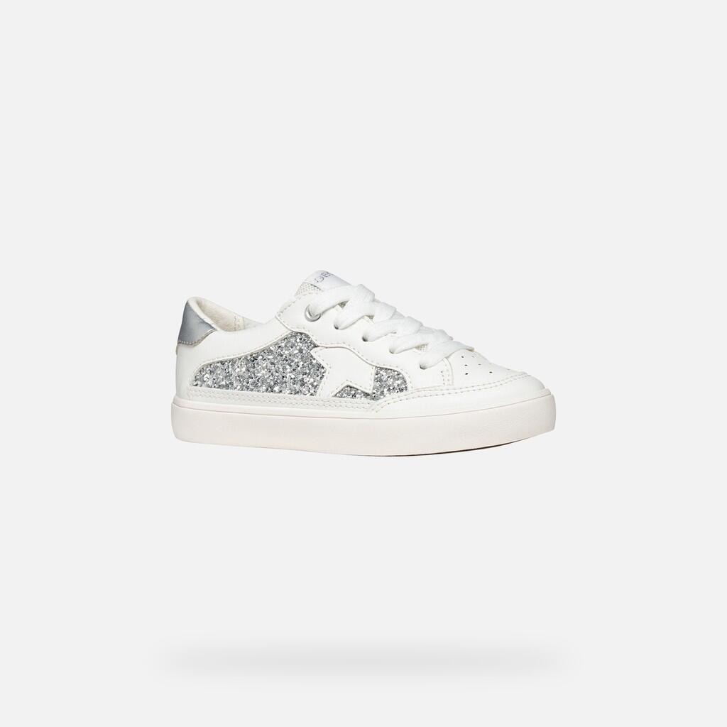 Baskets Fille J GISLI GIRL Blanc/Argent Clair 4/7