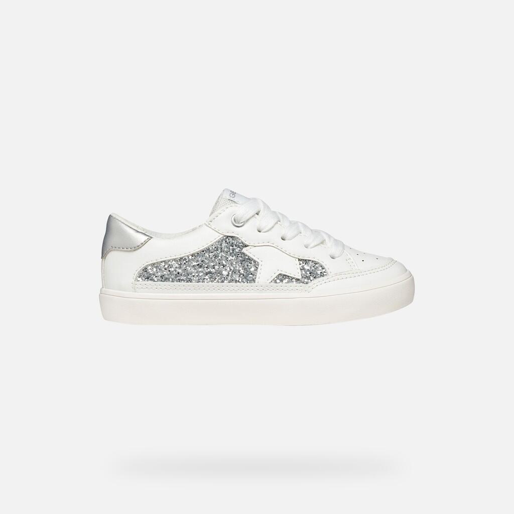 Baskets Fille J GISLI GIRL Blanc/Argent Clair 2/7