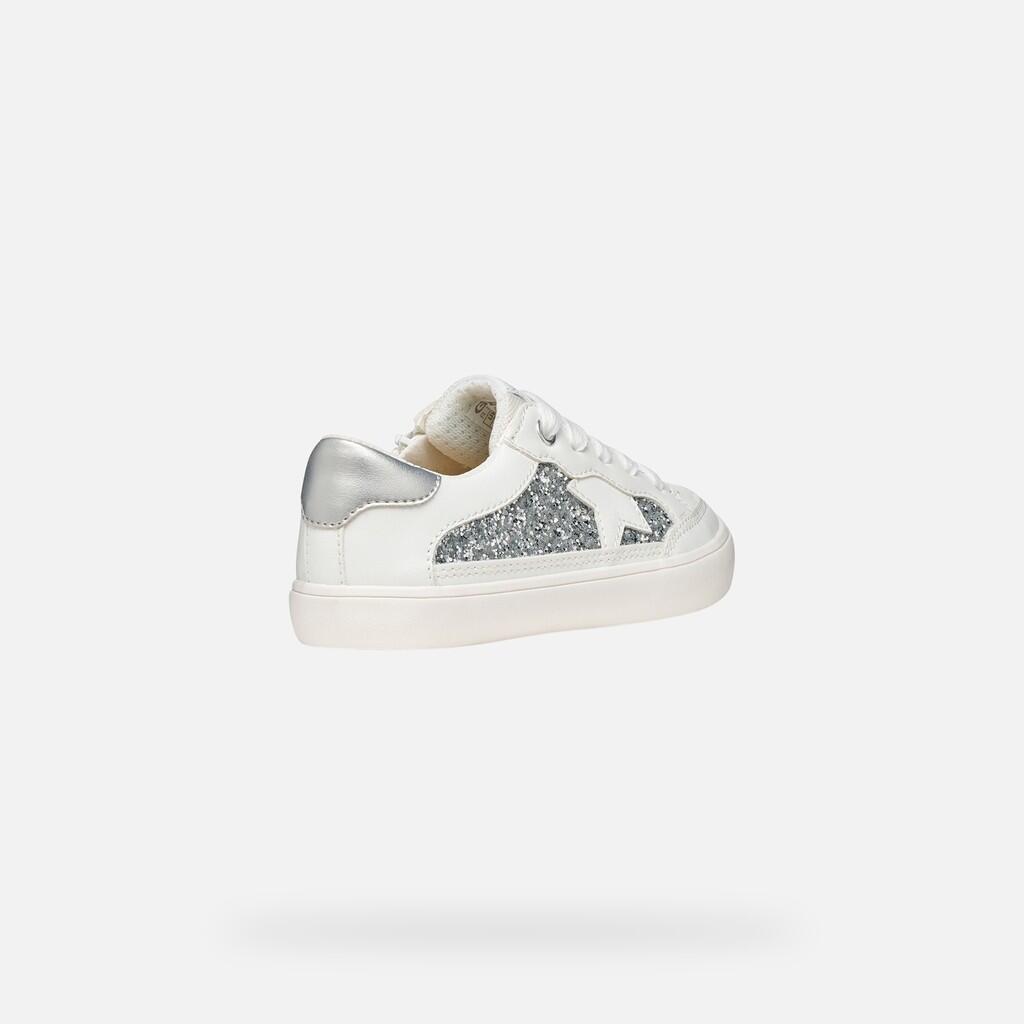 Baskets Fille J GISLI GIRL Blanc/Argent Clair 6/7