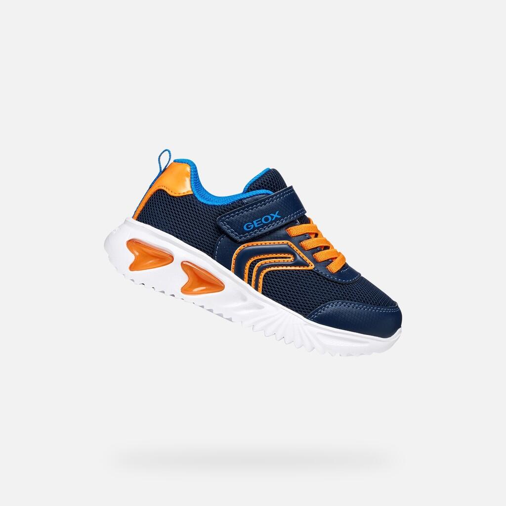 Geox - Baskets Garçon Assister Boy Bleu Marine/orange - Chaussures De Sport - Bleu|orange - Decathlon