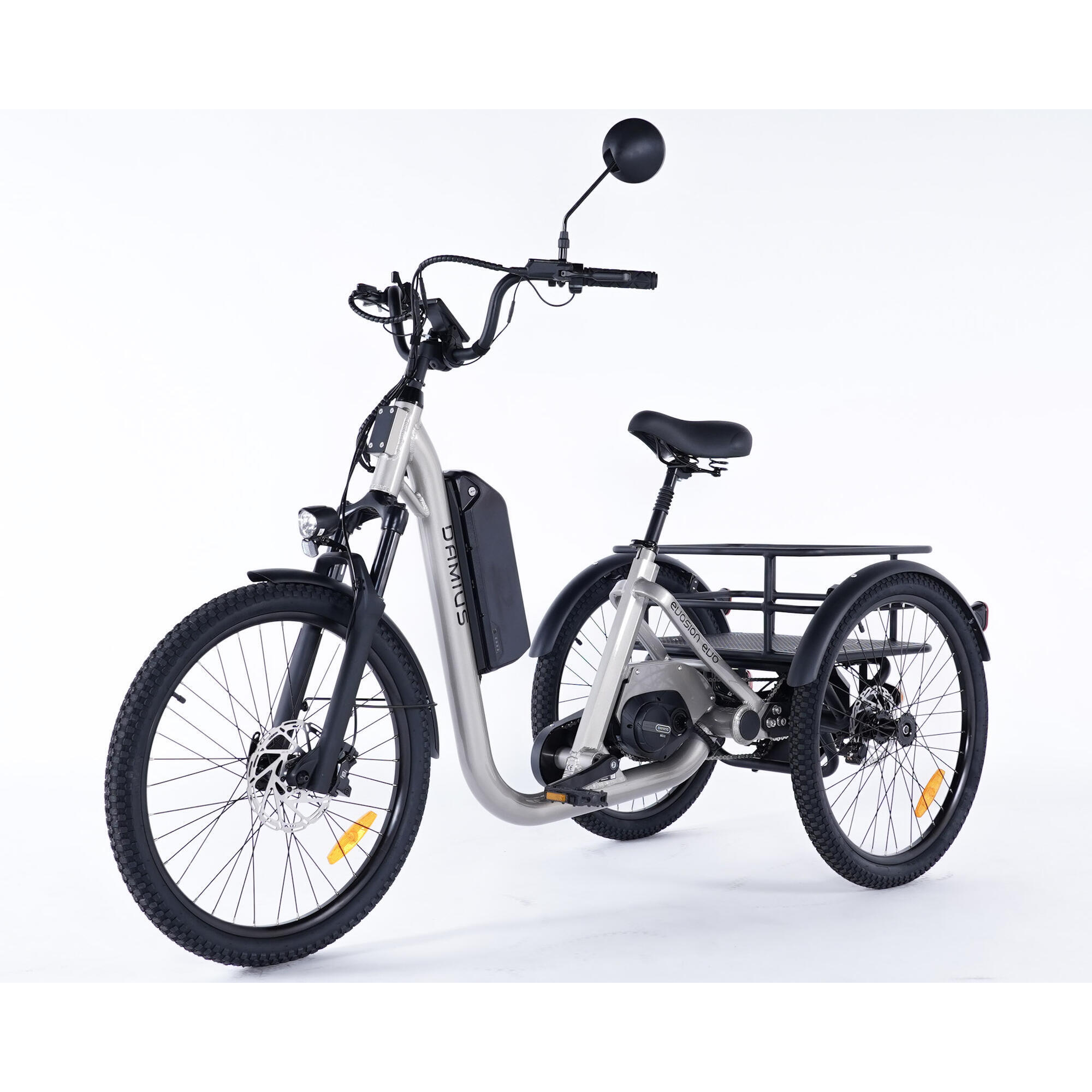 Damius - Tricycle Adulte Électrique Evasion Evo Moteur Pédalier 95nm - Roues 24" - Tricycle - Gris - Decathlon