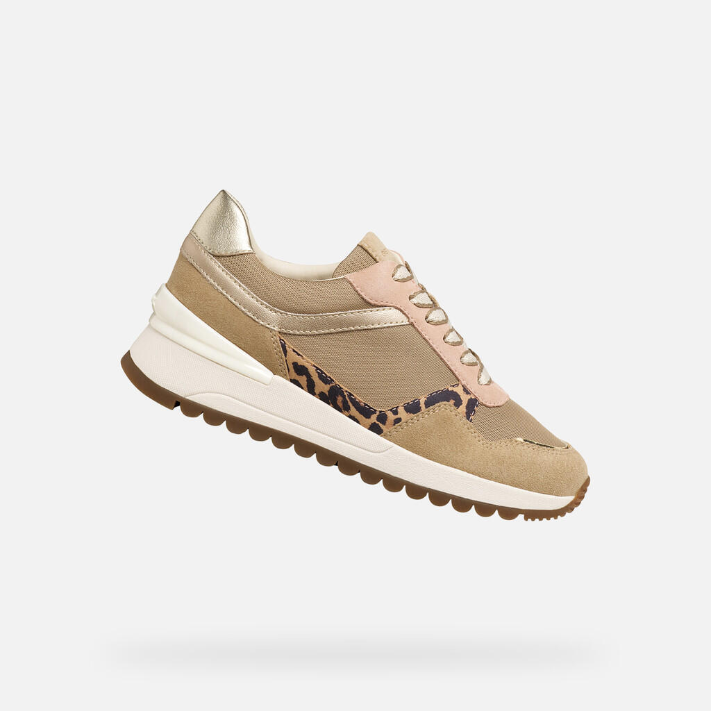 Geox - Baskets Femme Desya Woman Taupe Clair/blanc Cassé - Chaussures De Sport - Beige|blanc - Decathlon