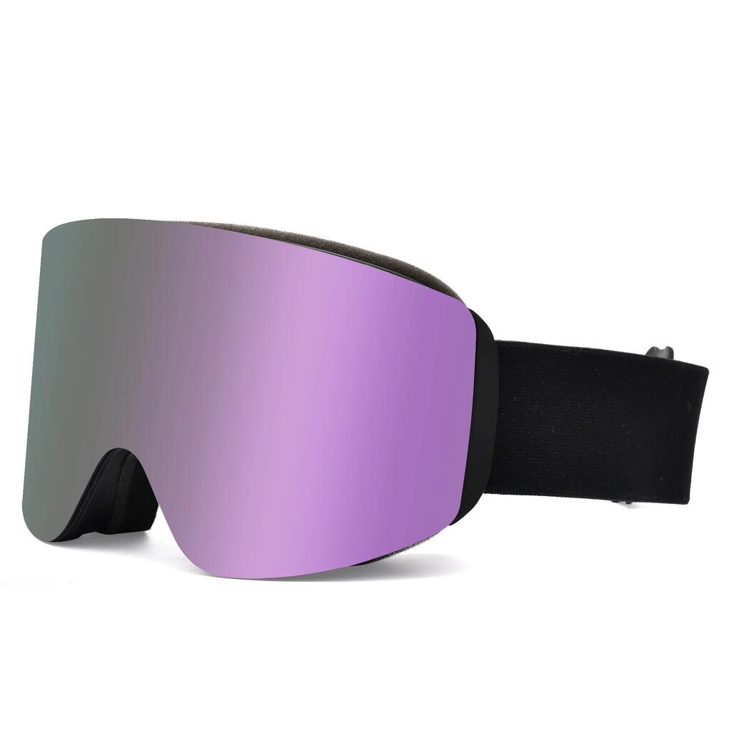 Magnetic Ski Goggles Purple UV400 Anti Fog Snowboard Goggles