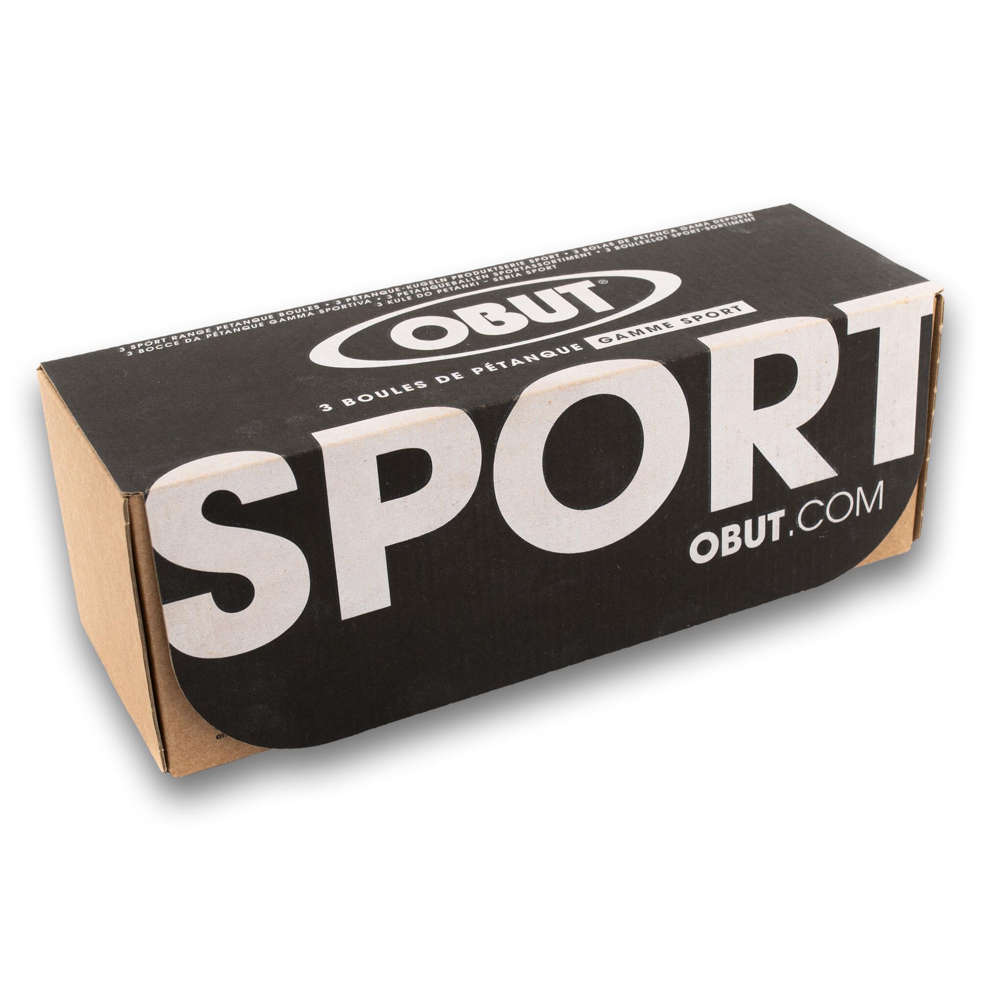 OBUT ATX – Set De 3 Boules De Pétanque 75mm 690g Lisses, Acier Inox, Dureté 1/2 Tendre, Équilibrage 5 Étoiles – Homologué Compétition