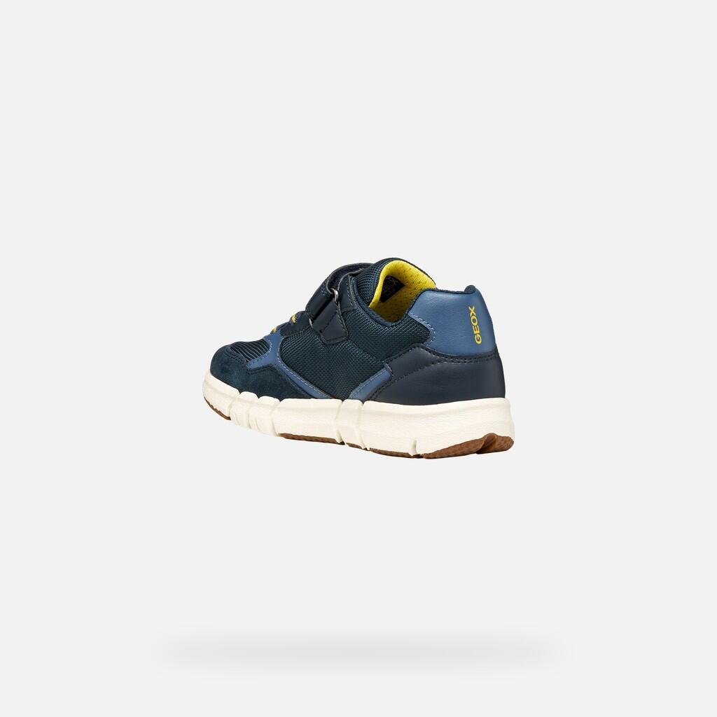 Baskets Garçon J FLEXYPER BOY Bleu Marine/Jaune 5/7