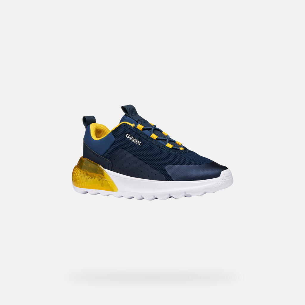 Baskets Garçon J ACTIVART ILLUMINUS BOY Bleu Marine/Jaune 4/7