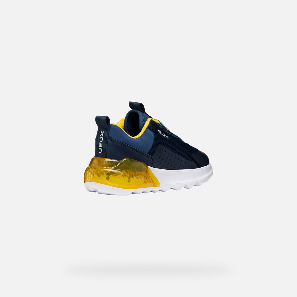 Baskets Garçon J ACTIVART ILLUMINUS BOY Bleu Marine/Jaune 6/7