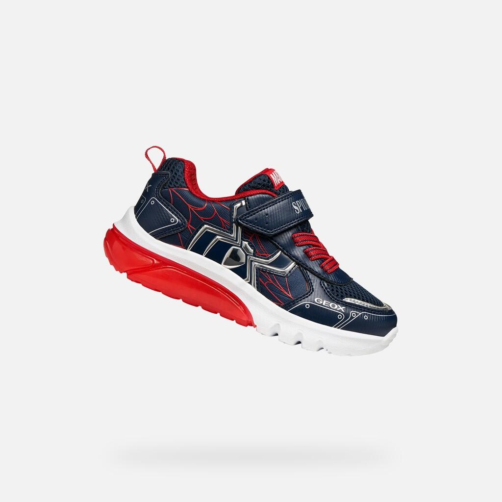 Geox - Baskets Garçon Ciberdron Boy Bleu Marine/rouge - Chaussures De Sport - Bleu|rouge - Decathlon