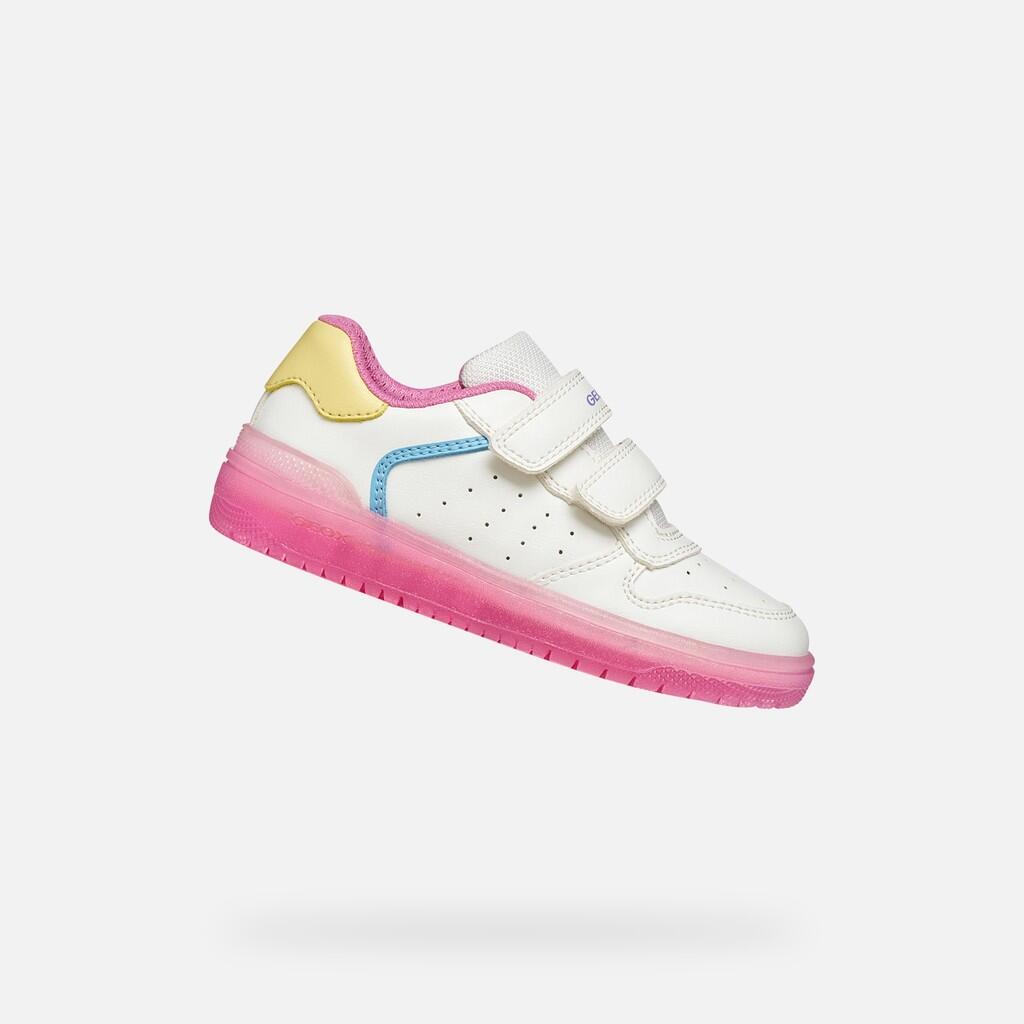 Geox - Baskets Fille Washiba Girl Blanc/rose Foncé - Chaussures De Sport - Blanc|rose - Decathlon