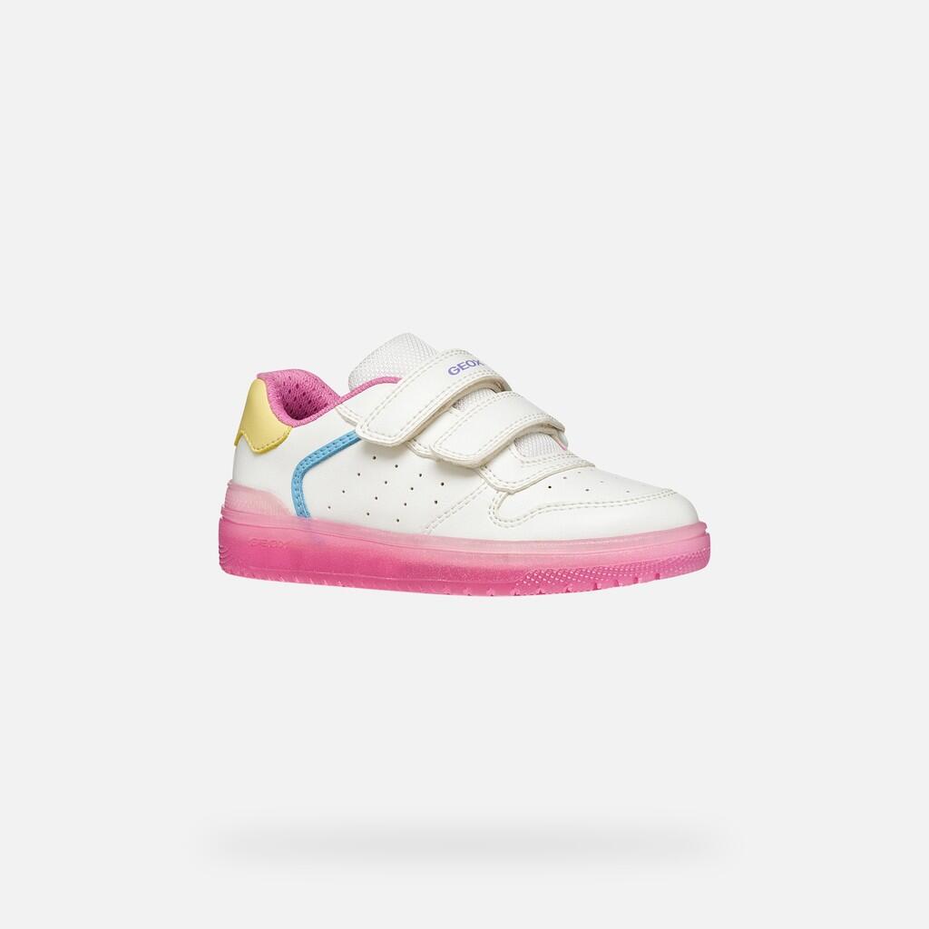 Baskets Fille J WASHIBA GIRL Blanc/Rose Foncé 4/7