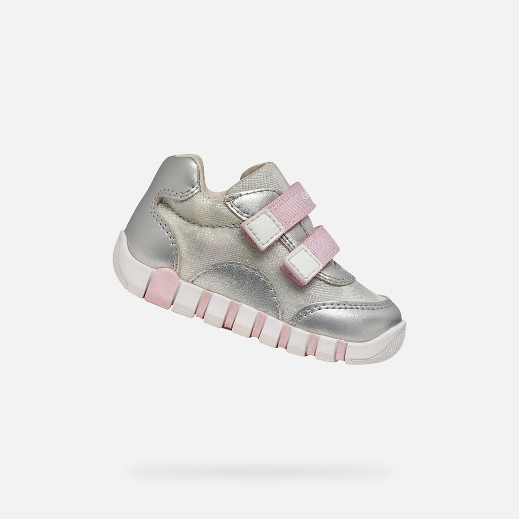 Geox - Premiers Pas Bébé Fille Iupidoo Baby Girl Argent/rose - Chaussures De Sport - Gris|rose - Decathlon