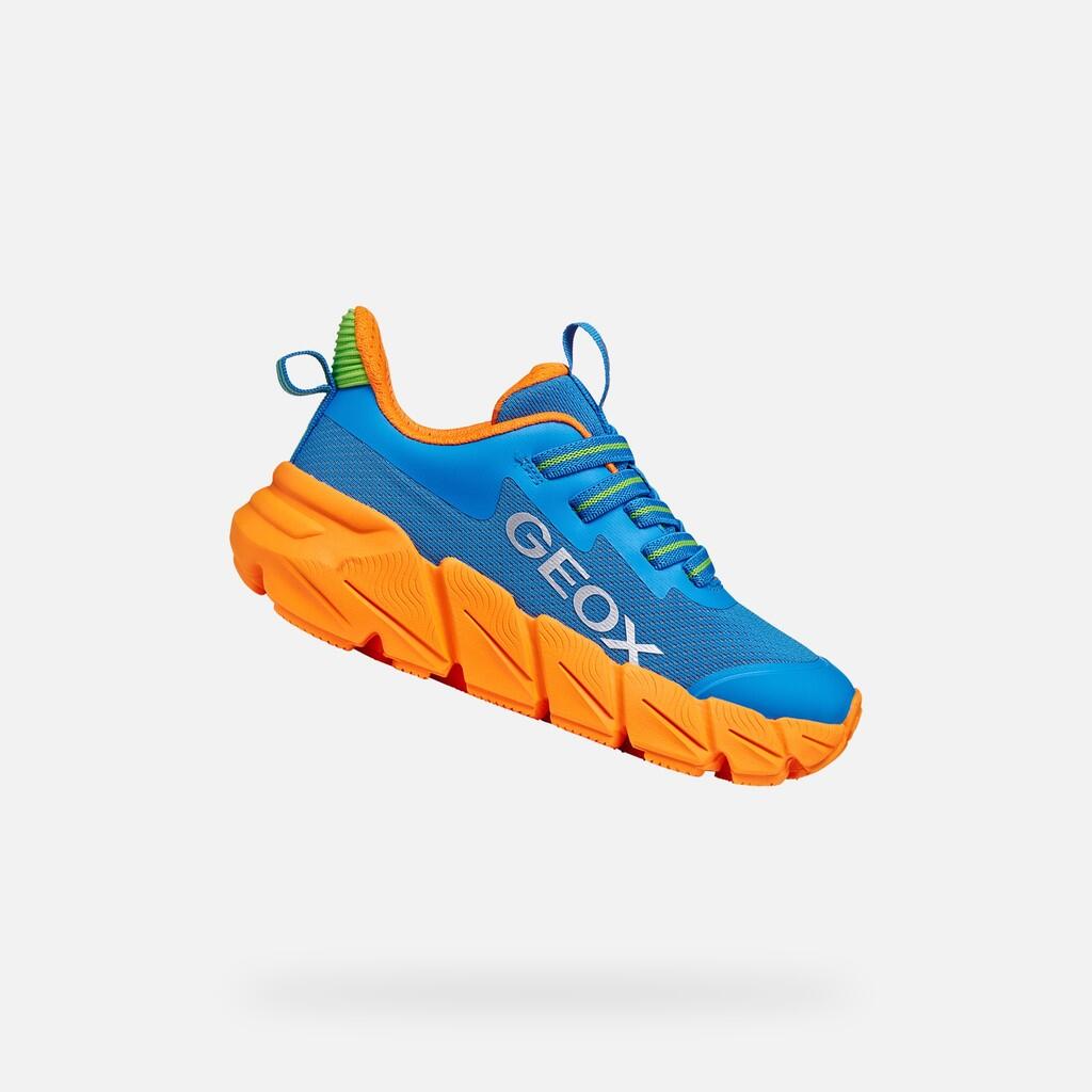 Geox - Baskets Garçon Flexyper Fast Junior Bleu Clair/orange - Chaussures De Sport - Bleu|orange - Decathlon