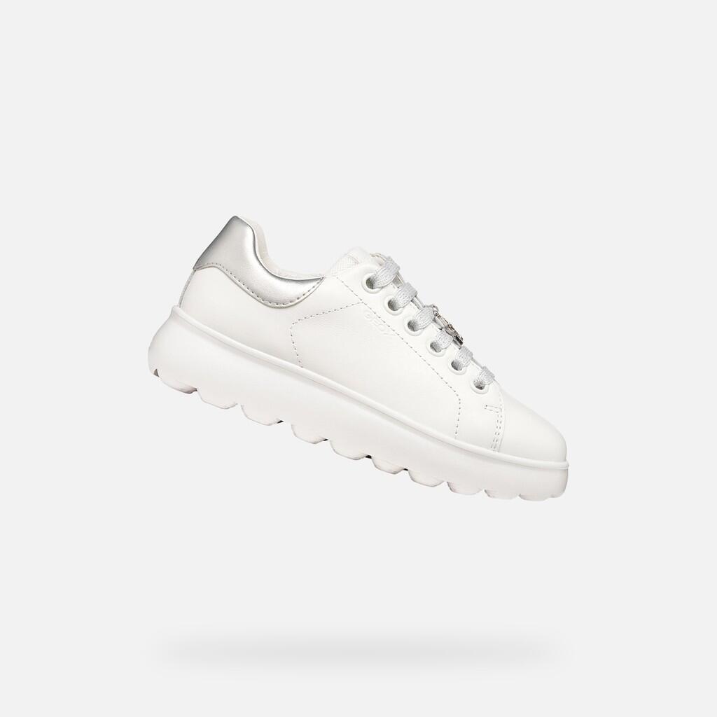 Geox - Baskets Fille J Puffypop Girl Blanc/argent - Chaussures De Sport - Blanc|gris - Decathlon