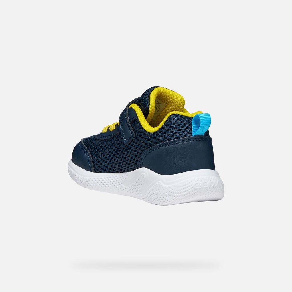 Baskets Bébé Garçon B SPRINTYE BOY Bleu Marine/Jaune 5/7