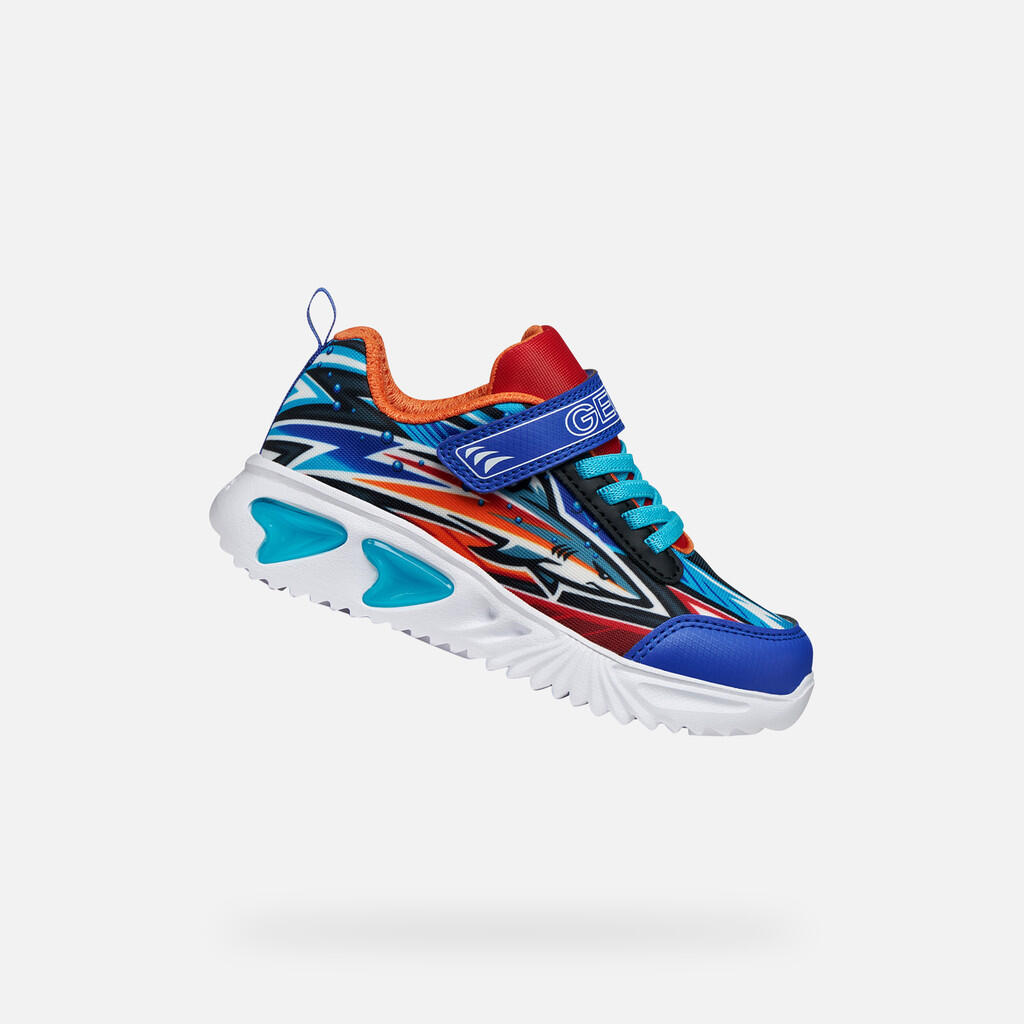 Geox - Baskets Garçon J Assister Boy Bleu Roi/orange - Chaussures De Sport - Bleu|orange - Decathlon