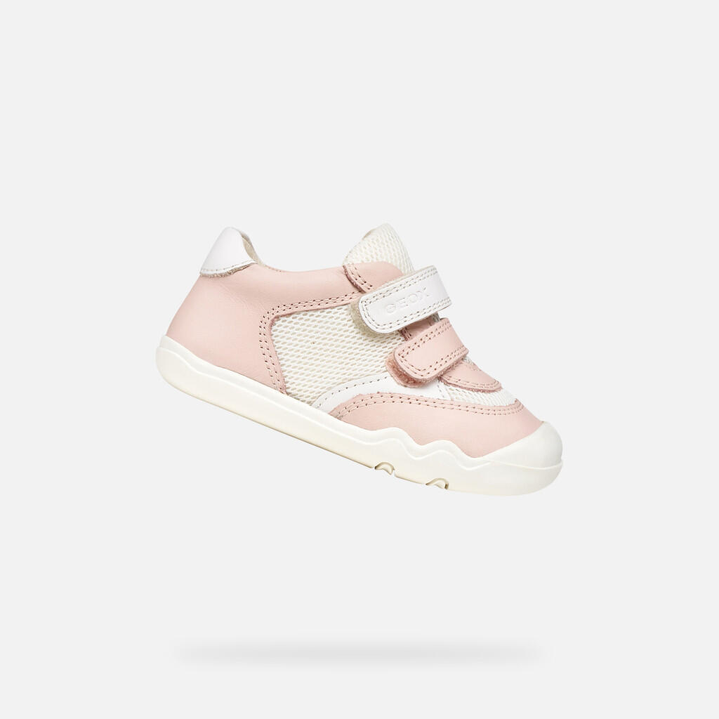 Geox - Baskets Bébé Fille Steppieup Toddler Girl Rose Clair/blanc - Chaussures De Sport - Blanc|rose - Decathlon