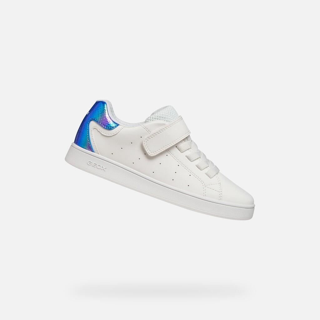 Geox - Baskets Fille J Eclyper Girl Blanc/bleu Bleuet - Chaussures De Sport - Blanc - Decathlon