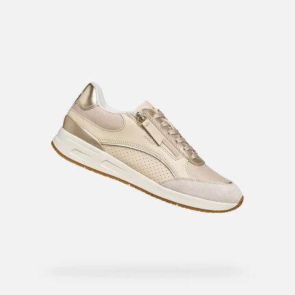 Baskets Femme BULMYA WOMAN Blanc Cassé/Or Clair