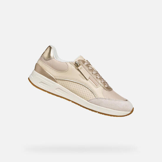Baskets Femme BULMYA WOMAN Blanc Cassé/Or Clair