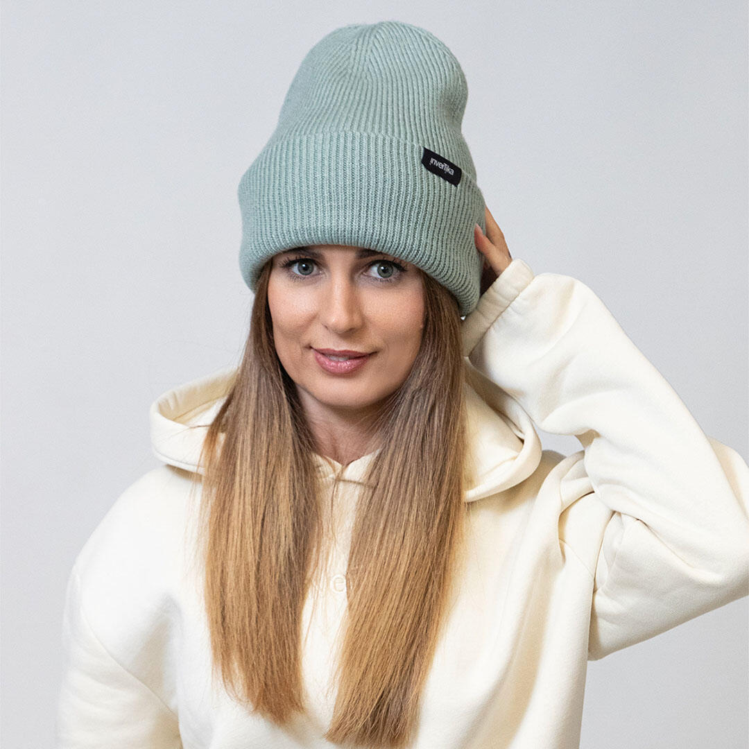 Cappello poliestere riciclato tessuto maglia costine uso quotidiano Menta 4/4
