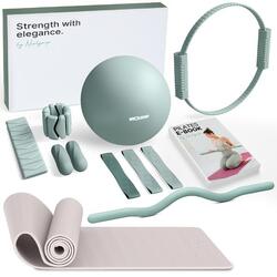 Coffret Pilates Pro barre SZ 6,8 kg, tapis, anneau, ballon, bandes, haltères
