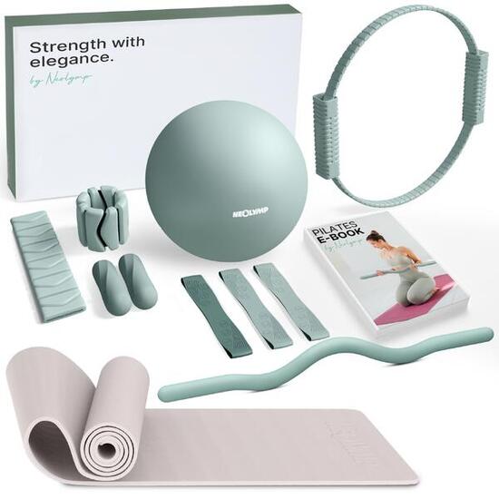 Set Pilates Pro con barra SZ 68 kg tappetino ring palla bande e manubri