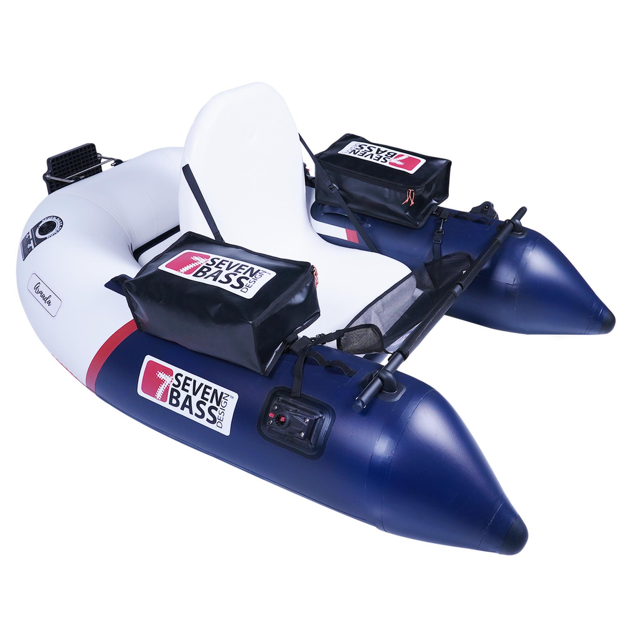 Seven Bass - Float Tube Seven Bass Armada - Navy Red White - Float Tube - Blanc|bleu|rouge - 185 Cm - Decathlon