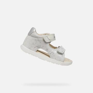 Geox Sandales Bébé Fille B Sandal Macchia Gir – Premiers Pas Respirantes En Cuir Souple Avec Scratch Et Semelle Flexy
