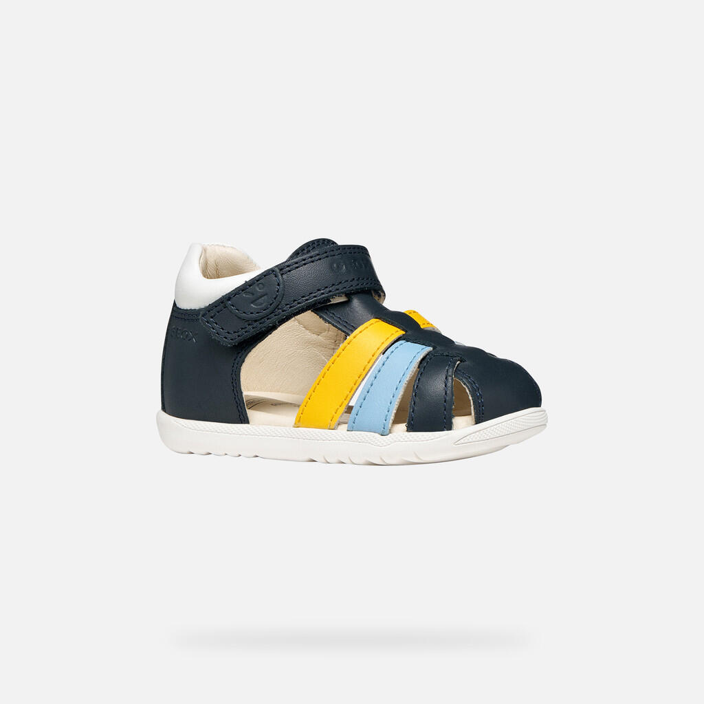 Premiers Pas Bébé Garçon B SANDAL MACCHIA BOY Bleu Marine/Jaune Foncé 4/7