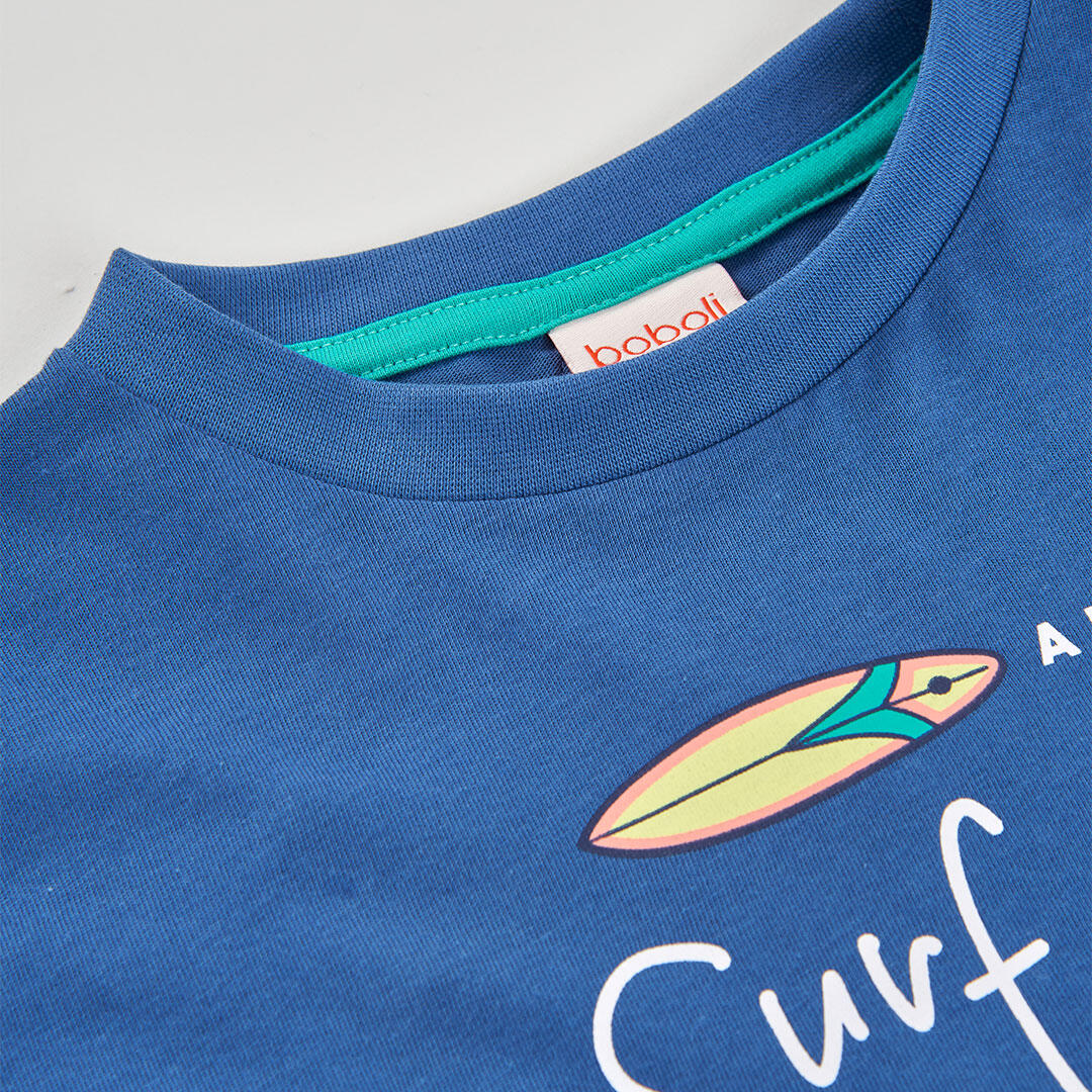 Camisetas de verano de gimnasia kids niño boboli azul 3/4